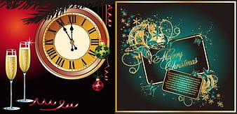 Champagne and other elements of vector butterfly clock eps