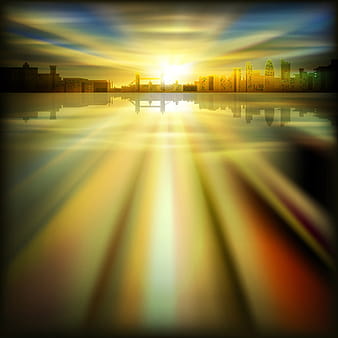 Urban sunrise landscape vector eps