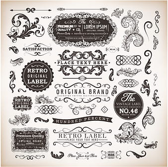 Vector de etiquetas y bordes vintage eps ai