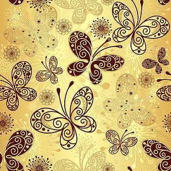 Floral butterflies seamless pattern vector set eps