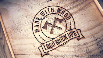 Engraved Wood MockUp psd vector