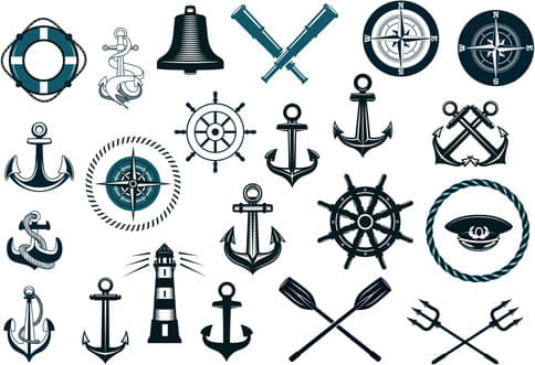 Nautical elements vector pack eps