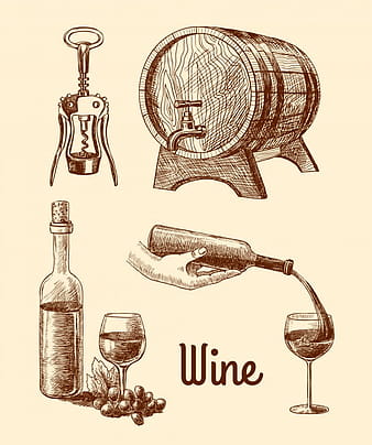 Wine, hand drawn eps vector
