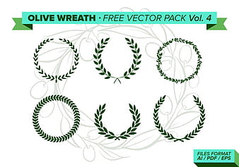 Olive Wreath Free Vector Pack Vol. 4 eps ai