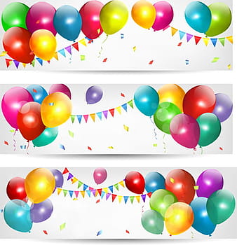 Birthday banners colored balloons vector ai