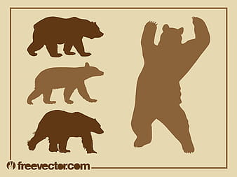 Bear Silhouettes Set ai vector