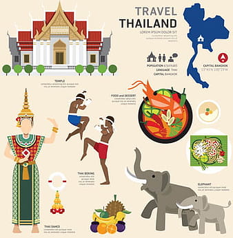 Vector de elementos de turismo de tailandia eps