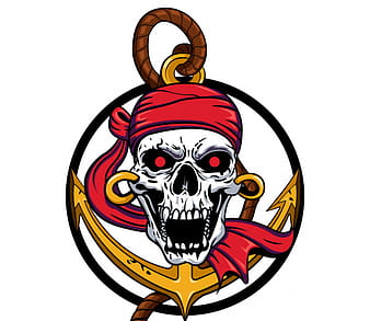 Icono de pirata dibujo de calavera aterradora 3d colorido eps ai