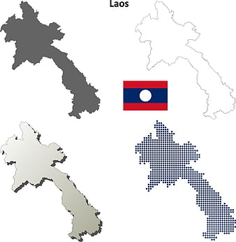 Laos outline map set vector ai eps