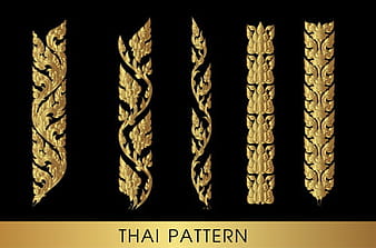 Golden thai ornaments art vector material 18 eps