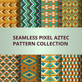 Eight pixel patterns with aztec decoration eps vector