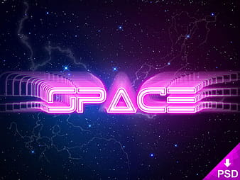 Space Text Layer Style psd vector