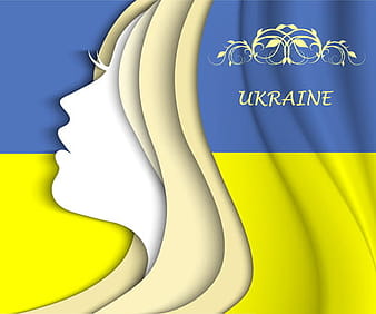 Girl face with ukraine flag vector background eps