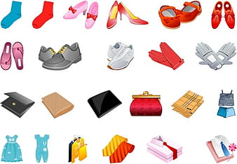 Footwear gloves scarves and other clothes wallet vector ai