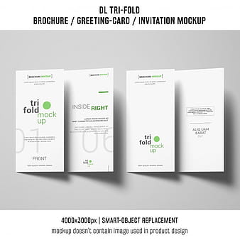 Various trifold brochure or invitation mockups psd vector