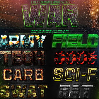 Free gaming war text style psd vector