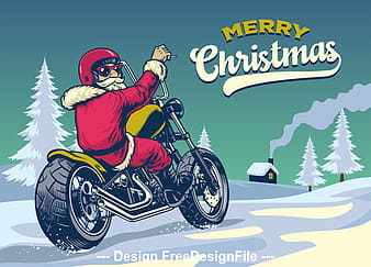 Santa riding motorcycle vector eps