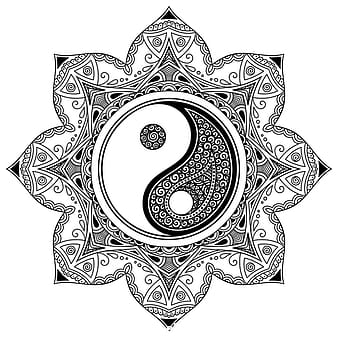 Geometry tatoo Mandala black Yin yang vector eps