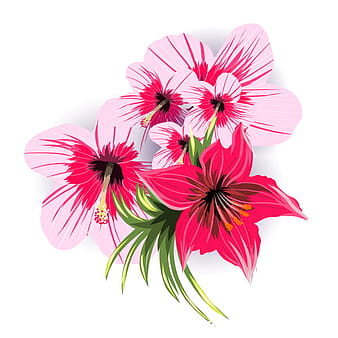 Red with pink tropical flowers vector  eps