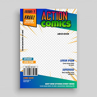 Action comic book cover page design eps vector