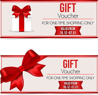 Gift voucher template with red bows vector  ai