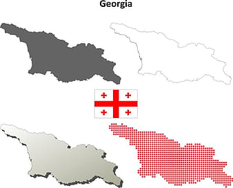 Georgia outline map set vector ai eps