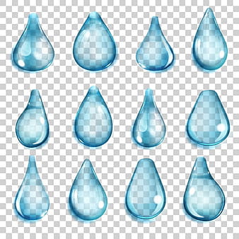 Blue water drops vectors set ai