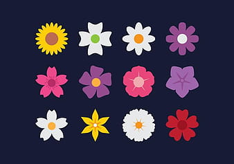 Iconos planos de flores eps ai svg