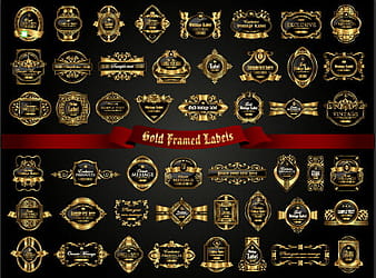 Luxury gold frame labels set vector  eps