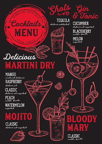 cocktail alcohol bar drink menu template vectors eps