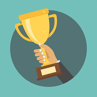 Hand holding trophy eps vector