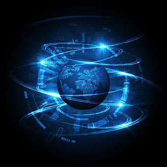 World tech blue background vector ai