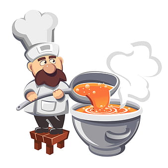 Cartoon chef making soup illustration vector eps