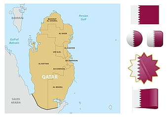 Qatar Map And Flags svg ai vector