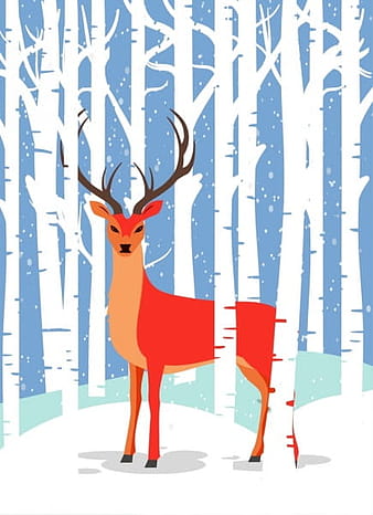 Vida silvestre de invierno dibujo iconos de árboles blancos de renos rojos ai eps