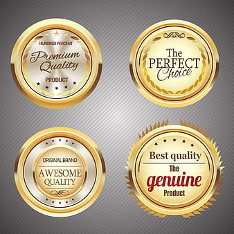 Shiny golden round quality certification icons eps ai vector