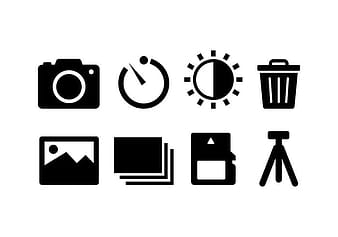 Camera setting and accessories icons eps svg vector