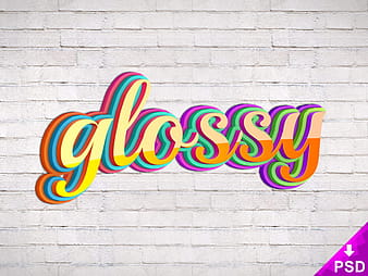 Glossy Text Style psd vector
