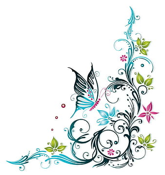 Ornament floral with butterflies vectors material  svg