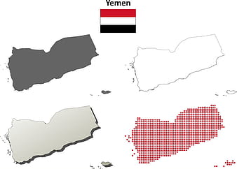 Yemen outline map set vector ai eps