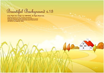 Autumn rice pastoral background vector ai