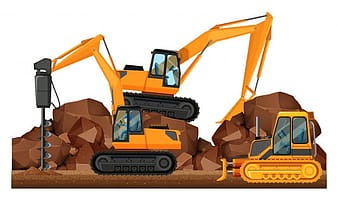 Construction vehicles working at site eps vector