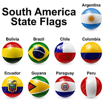South america state flags vector eps