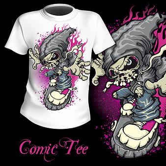 Vector de diseño de patrón de impresión de camiseta de monopatín esqueleto eps