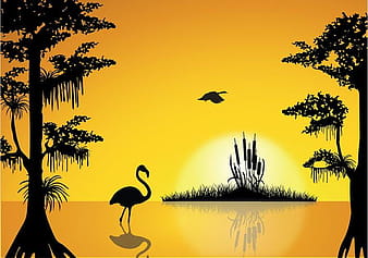 Swamp Sunset Free Vector eps svg