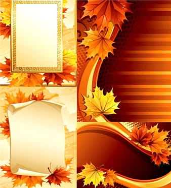 Maple leaf design elements background with frames vector eps