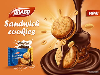 Sweet Chocolate Flavored Biscuit Advertising Vector eps