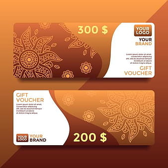 Brown Batik Gift Card Voucher Templates Vector eps svg
