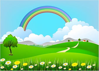Rainbow Landscape eps ai vector