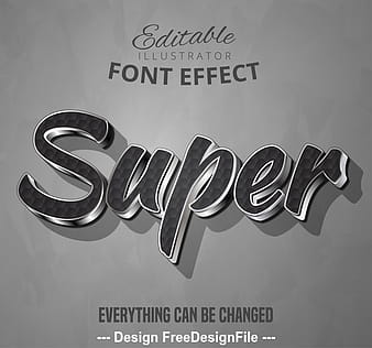 Super 3d font text effect vector eps